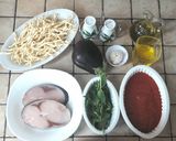 A picture of step 1 of Busiate with Swordfish, Eggplant, and Mint.