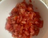 A picture of step 1 of Strawberry Tomato Salsa.