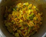 A picture of step 3 of Patta gobhi with matar.