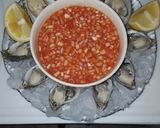 A picture of step 2 of Oysters on the half shell with Mignonette.