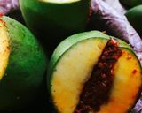 A picture of step 3 of Stuff mango pickle.