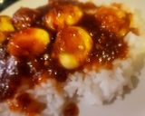 A picture of step 5 of Tiger Quail Eggs on Sweet Chili Rice.