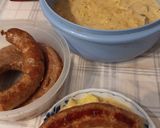 Sajtos tejfölös krumplifőzelék sült kolbásszal (rántásmentes és habarásmentes) recept fázis 6 fotója