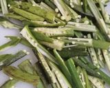 A picture of step 1 of Bhindi masala.