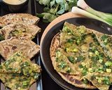 A picture of step 8 of Stuffed Bajri rotlo with spring onions and methi.