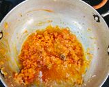 A picture of step 3 of Sev tamatar nu shaak (Gujarati dinner sabji with phulka).