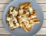 Foto del paso 5 de la receta: Lágrimas de polloc/salsa de queso azul y champiñones