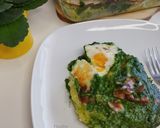 Spenót csőben sütve 3 az 1-ben -tojással és krumplival recept fázis 5 fotója