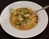 A picture of step 7 of Thai style Shrimp and Pork Meatball Soup.