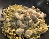 A picture of step 4 of Fettuccine Alberto (because they are kind of like Alfredo, but different).