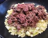 A picture of step 6 of Ground Beef with Button Mushrooms, Red Bell Peppers, and Indian Spices.