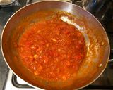 A picture of step 7 of Penne al'arrabiata (pasta with a spicy tomato sauce).