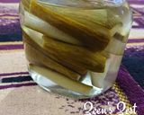 A picture of step 1 of Mukhalal or Arabic Pickled Cucumbers.