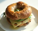 A picture of step 3 of Fresh and Flavorful Brunch | Mushroom Cheese Bagel Sandwich 🥯.