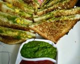 A picture of step 1 of Mix Veg & cheese corn sandwich Mexican style.