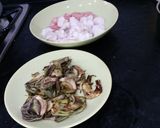 A picture of step 3 of Seafood paella with artichokes.