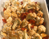 A picture of step 2 of Harissa cod with spiced cauliflower and salsa.
