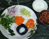 A picture of step 1 of Black chana salad.