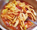A picture of step 4 of Shakshuka with Leftover French Fries.