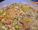 A picture of step 3 of Spanish Saffron Risotto with Zucchini and Sundried Tomatoes.