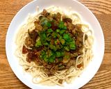 A picture of step 3 of Noodles with Pork and Century Egg Sauce.