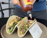 A picture of step 8 of Bacon egg poblano breakfast tacos!.