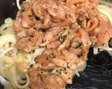 A picture of step 3 of Chicken & shrimp cheese steak.
