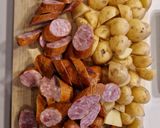 A picture of step 1 of Kielbasa One Pot.