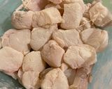 A picture of step 2 of Monkfish meunière with leek green and lemon juice.