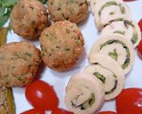 Foto del passaggio 5 della ricetta Rotolo di petto di pollo farcito con zucchine e polpette di cavolfiore e zucchine