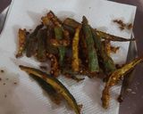 A picture of step 4 of Kurkuri bhindi.