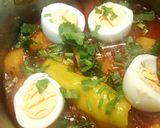 A picture of step 5 of Boiled egg and Potato curry with green chilli and coriander 😋.