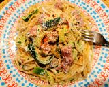 Tarjás pórés-brokkolis spagetti recept fázis 5 fotója