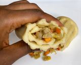 A picture of step 6 of Title:Chicken pancake wrap.