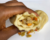 A picture of step 6 of Title:Chicken pancake wrap.