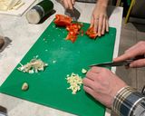 A picture of step 1 of Smokey tomato & halloumi bake.