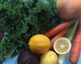 A picture of step 1 of Seasonal Veggie Juice.
