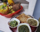 A picture of step 4 of #HBC# Jowar Panner paratha,saag,snake gaurd,banana steam subji.