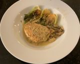 A picture of step 7 of Swordfish sh Fi in a Jalapeño Lemon Butter Sauce.
