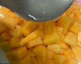 A picture of step 1 of Musk melon mint salad.