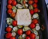 A picture of step 6 of Feta Pasta with Cherry Tomatoes and Zucchini.