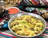A picture of step 9 of Mutton Maqluba.