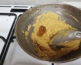 A picture of step 3 of Besan laddo with gud powder.