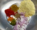 A picture of step 1 of Sattu Powder Masala Puri.