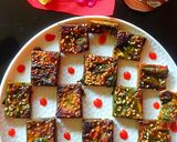 A picture of step 5 of Arbi leaves crispy squares.