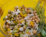 A picture of step 5 of Spinach cheese balls with Mediterranean chickpea salad.