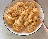 A picture of step 7 of Egg Fried Rice with Mushrooms and Carrots.