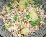 A picture of step 7 of Aloo Qeema.