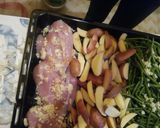 A picture of step 1 of Garlic Butter Chicken, Green Beans and Potatoes.