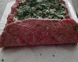 A picture of step 4 of Spinach Artichoke dip Stuffed Meatloaf.
